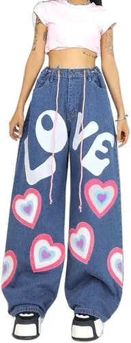 Lokkcy Pantalones de mezclilla de cintura baja para mujer Y2K, pantalones cargo largos de pierna recta con bolsillos, jeans holgados casuales Y2K,
