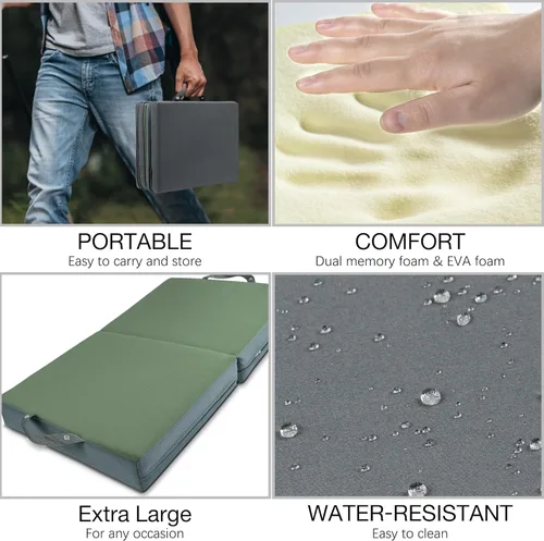 Miniatura 6 de KI Store Rodillera de jardín con forma de memoria para jardinería, extra gruesa, resistente al agua, almohada de oración para trabajo, yoga, Oliva