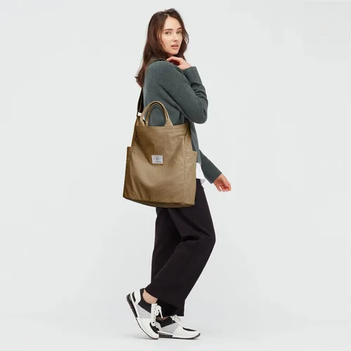 Miniatura 8 de KALIDI Bolso de mano de pana, bolso de mensajero con cremallera, bolso bandolera estilo hobo casual, para el trabajo, compras, para mujer