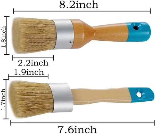 Miniatura 3 de MAXMAN Pincel de tiza para muebles, 2 piezas, cepillo de ceras, cerdas naturales, compatible con todo tipo de pinturas de tiza, plantillas y cera