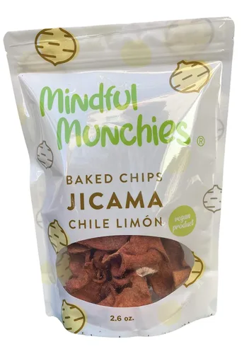 Mindful Munchies Chips de JICAMA al horno de 2.6 onzas de limón de chile (Adobadas) saludable, vegano, crujiente y bajo en carbohidratos (paquete de