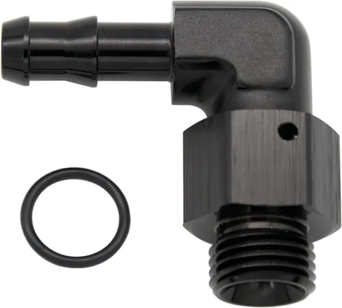 Miniatura 19 de Aluminio -4 AN ORB macho a 1/4 "(6.35mm) Barb Push On Manguera Adaptador Negro