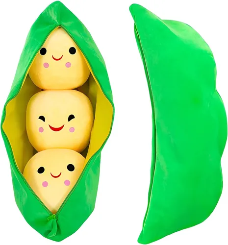 Miniatura 8 de AOQI Peluche de guisantes gigantes en una vaina de guisantes, almohada de guisantes de peluche, juguetes de plantas, varios tamaños