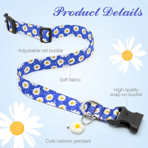 Miniatura 3 de Collares florales para perros grandes, collares suaves y lindos para perros y niñas, collar de flores bonitas con dijes de margaritas, regalo