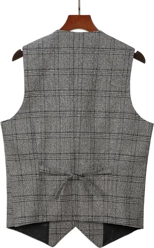 Miniatura 2 de Chaleco de traje vintage para hombre, chaleco de tweed a cuadros, chaleco de ajuste regular para padrinos de boda