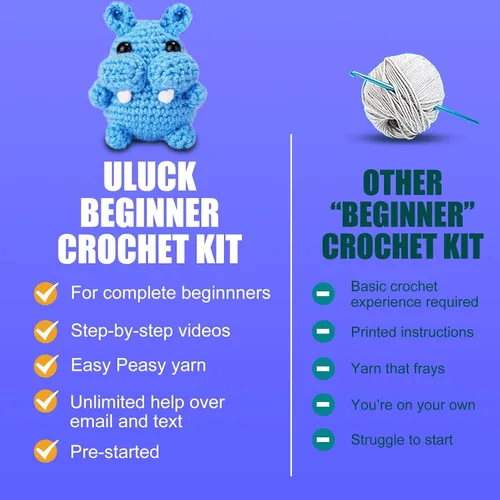 Miniatura 5 de Uluck Kit de ganchillo para principiantes, kit de ganchillo para adultos con tutoriales en video paso a paso, kit de animales de ganchillo - perro