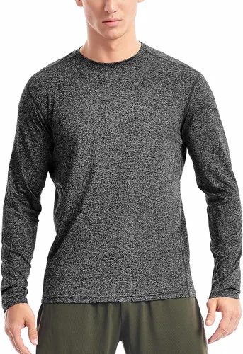 Miniatura 12 de Zengjo Camisetas atléticas que absorben la humedad para hombre, de manga larga, para entrenamiento, correr, gimnasio, rendimiento, protección UV