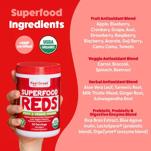 Miniatura 2 de Polvo orgánico de superalimentos rojos Suplemento de frutas y verduras Mezcla de batidos cargada con polvo de raíz de remolacha orgánica