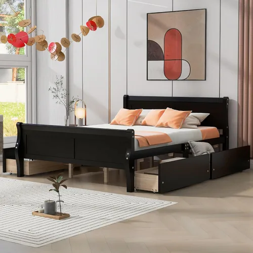 Miniatura 22 de Cama de plataforma de madera de tamaño individual con cabecera en forma de casa, soporte de listones de madera, para dormitorio de niños, niñas
