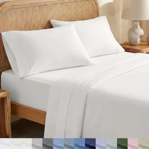 Miniatura 9 de California Design Den Sábanas King con Rayas, 100% Algodón Orgánico Percal, Juego de Sábanas de Bolsillo Profundo King y Fundas de Almohada - Raya