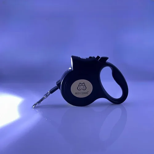 Miniatura 6 de Correa retráctil con luz LED para perros pequeños a medianos, extensible de 16 pies para paseos nocturnos seguros (negro)
