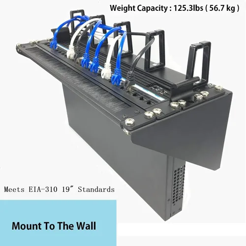 Miniatura 2 de Estante vertical de montaje en pared de 1U de 19 pulgadas, soporte de panel de conexión de montaje en pared resistente para equipos de datos y red