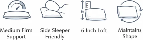 Miniatura 4 de Continental Bedding Almohada de plumas de doble cámara estilo hotel de 300 hilos de algodón para dormir laterales y de espalda, tamaño King, paquete