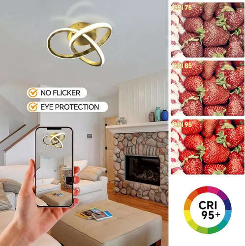 Miniatura 8 de Lámpara de techo moderna de 10 pulgadas, lámpara de techo regulable LED de 24 W con control remoto, temperatura de color ajustable de 3000 a 6000 K