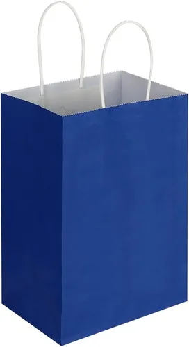 Miniatura 8 de Oikss Cada paquete de 50 bolsas pequeñas de papel kraft azul y morado con asas a granel