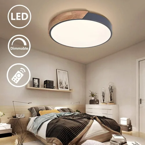 Miniatura 2 de EDISLIVE Lámpara de Techo Regulable de 19 pulgadas Moderna Minimalista LED de Forma Redonda de Madera, Metal y Acrílico, Lámpara de Techo de Montaje