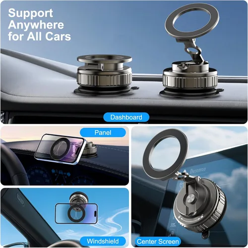 Miniatura 2 de Soportes magnéticos para teléfono para tu automóvil, [80 libras de succión más fuerte y 2400 gf magnético] Soporte de teléfono celular de automóvil