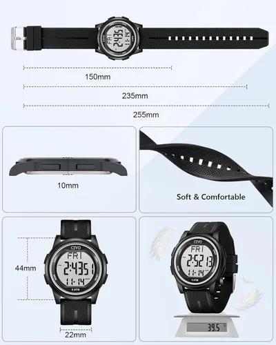 Miniatura 6 de CIVO Digital Watches for Men Women Sports Waterproof Wristwatch with Stopwatch Alarm Date - LED Backlight Big Numbers Silicone Watch for Outdoor