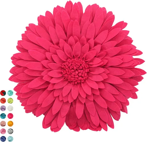 Miniatura 11 de Almohada decorativa 3D de flores de margarita, manta de girasol de 14.5 x 13 pulgadas, decoración redonda para el hogar para sofá y cama