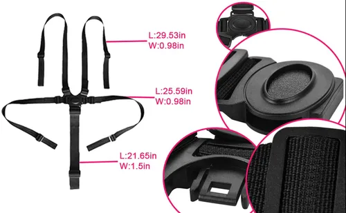 Miniatura 2 de Cinturón de seguridad de 5 puntos para cochecito, cochecito, cochecito, protección segura, correas ajustables para silla alta para bebé, cinturón