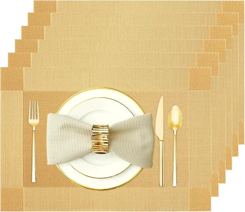 Miniatura 12 de Juego de 12 manteles individuales lavables y limpiables para mesa de comedor, cocina, interior y exterior, manteles individuales resistentes al