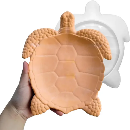 Wehous Molde de resina con textura de tortuga, bandeja de almacenamiento de silicona para resina epoxi, contenedor creativo de animales marinos,
