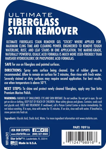 Miniatura 2 de STAR BRITE Ultimate Removedor de Manchas de Fibra de Vidrio - Solución de Grado Marino Fácil de Usar para Eliminar Manchas Difíciles de Óxido, Hojas