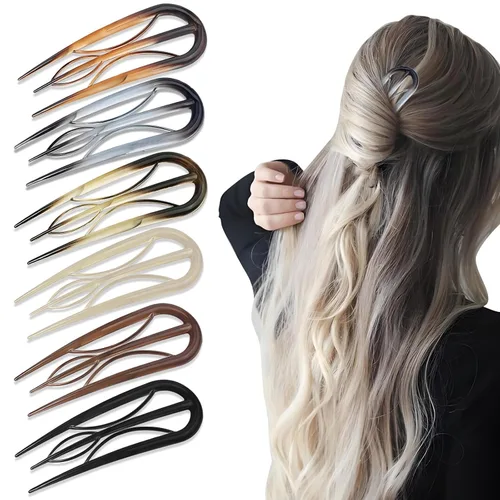 6 piezas de horquillas francesas, horquilla de cabello en forma de U estilo retro con dientes internos, horquillas francesas para el cabello con