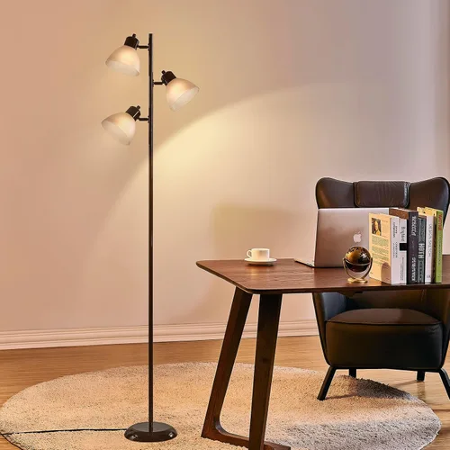 Miniatura 5 de Moderna lámpara de pie de árbol para sala de estar, dormitorio, lámparas de pie de poste alto con 3 cabezales giratorios ajustables para oficina