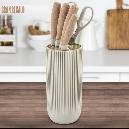 Miniatura 7 de Wiztoynia - Juego de cuchillos de cocina de 6 piezas color caqui para el hogar, juego de cuchillos de chef afilados de acero inoxidable