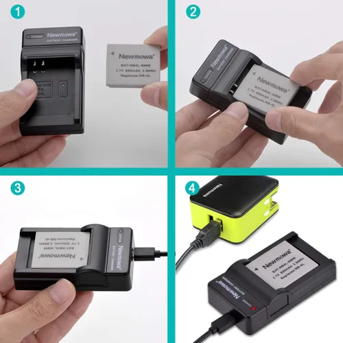 Miniatura 6 de Newmowa Batería de repuesto NB-4L (paquete de 2) y cargador USB portátil para Canon PowerShot ELPH 100 HS, 300 HS, 310 HS, SD30, SD40, SD200, SD300