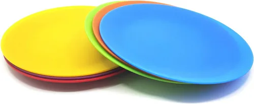 Miniatura 5 de Juego de vajilla de plástico, plato de plástico irrompible y reutilizable, cuenco y vaso juego de 18 colores costeros