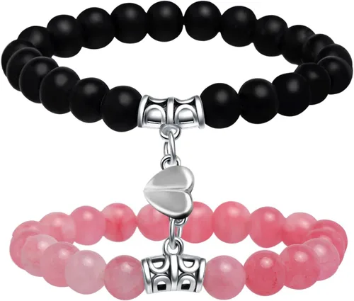 Smilelife - Pulseras magnéticas de corazón de doble tamaño a juego para parejas, mejores amigos y familia - Regalos perfectos para padres e hija