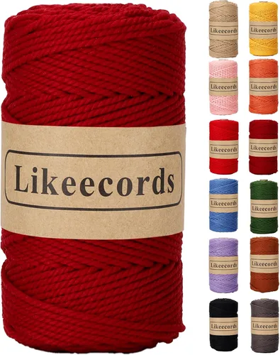 Miniatura 39 de Likeecords Cordón de algodón para macramé de 3mm x 100 metros, hilo torcido de 3 hebras, cuerda de macramé, hilo de algodón para macramé, cuerda