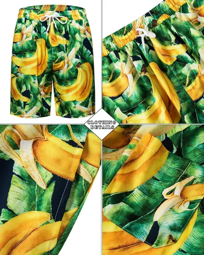 Miniatura 79 de TUNEVUSE Conjunto de camisas y pantalones cortos hawaianos para hombre, 2 piezas, trajes de playa con estampado de flores, traje tropical de verano