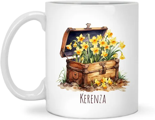 Miniatura 15 de Tazas de cerámica personalizadas del cubo de rosas con nombre, Taza de flores, Taza de café de flores de rosas personalizadas, Taza de té floral