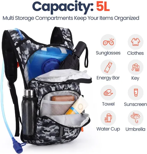 Miniatura 4 de Shinylin Mochila de Hidratación para Niños con Vejiga de Agua de 1.5L Mochila de Senderismo Ligera para Niños o Niñas Niños Ciclismo Escalada Correr