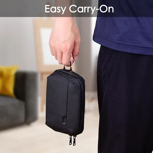 Miniatura 4 de Mini bolsa organizadora de viaje para electrónica, estuche de almacenamiento pequeño para cable/cargador y cables/Tech Essentials (negro-mini)