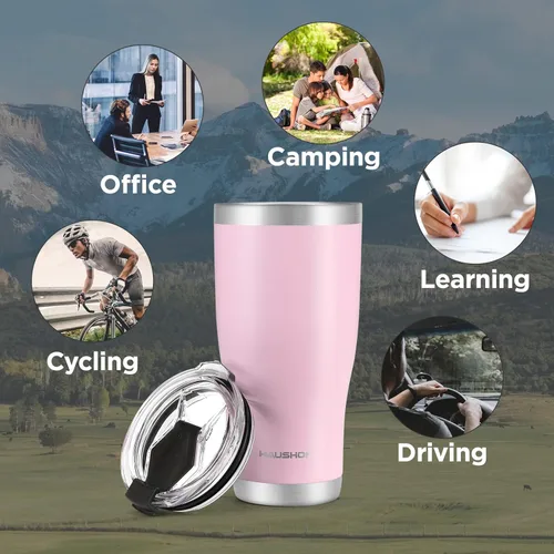 Miniatura 6 de HAUSHOF - Vaso de 30 onzas de acero inoxidable con aislamiento al vacío, taza de café, vaso de viaje de doble pared con tapa, perfecto para bebidas