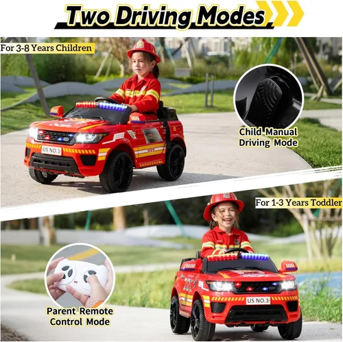 Miniatura 4 de TOBBI Camión de Bomberos de Juguete Montable 12V Motor de Bomberos Camiones de Bomberos Gigantes Bombero Carro Montable con Control Remoto, Llamada