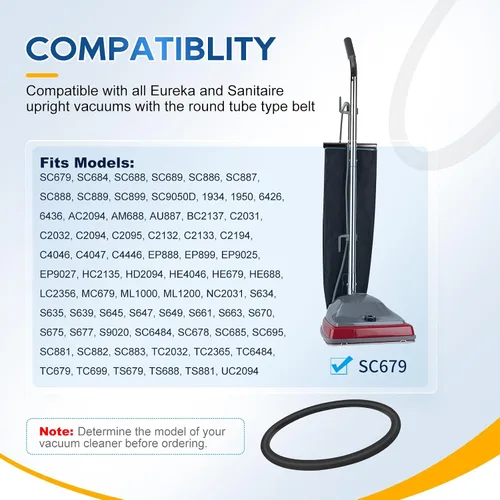 Miniatura 2 de Cinturón de vacío, cinturón 30563B - Cinturón redondo para aspiradora vertical, compatible con aspiradora Sanitaire Eureka, Style RD, SC679K C2094
