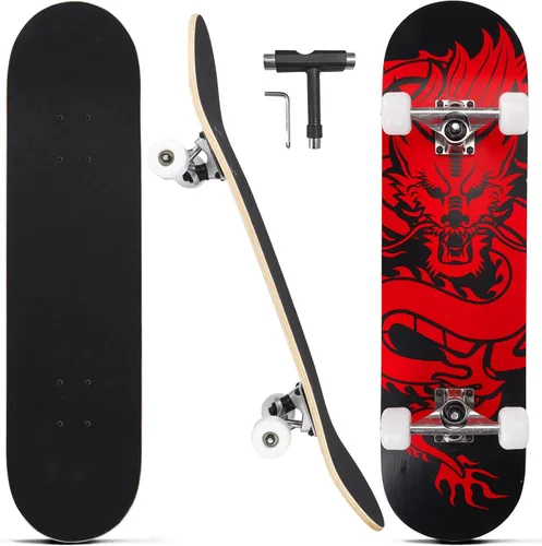 Miniatura 10 de Patinetas para principiantes, adultos, jóvenes, adolescentes, niños o niñas, de 31 x 8 pulgadas, patinetas completas de 7 capas de madera de arce