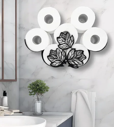 Teaeeno Funny Leaves - Soporte para inodoro montado en la pared, almacenamiento de papel higiénico de animales de metal, organizador impermeable