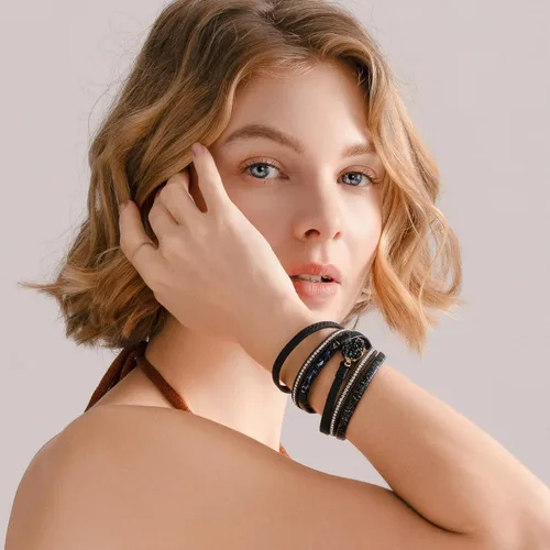 Miniatura 82 de FANCY SHINY - Pulsera de cuero estilo bohemio, pulsera de cuentas de cristal con cierre magnético, regalos de joyería para mujer