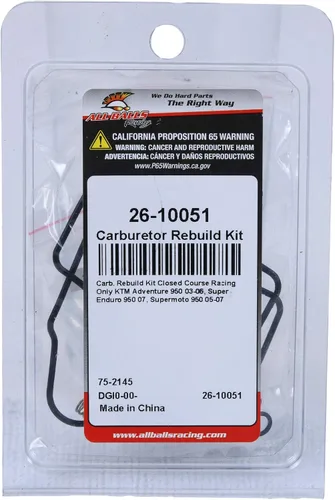 Miniatura 6 de All Balls Kit de reconstrucción de carburador Racing 26-10051 compatible con/repuesto para KTM Adventure 950 2003-2006, Super Enduro 950 R 2007