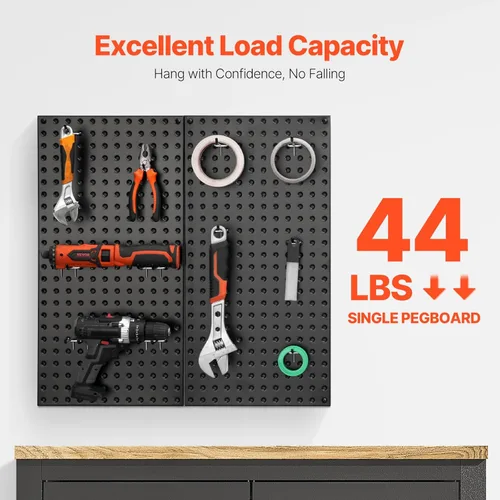 Miniatura 2 de VEVOR Paneles de metal con clavijas, tablero perforado de 24" x 12", 2 paneles, organizador de pared resistente con accesorios, para sala de estar