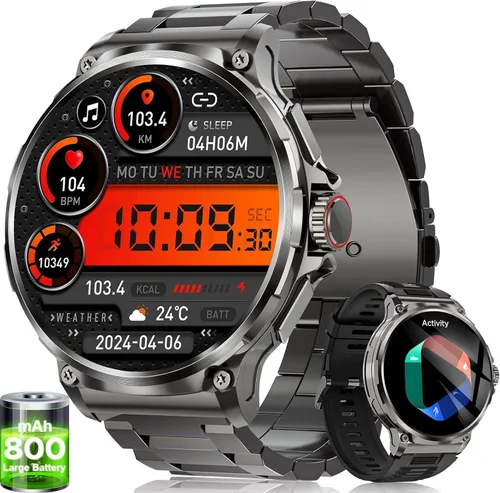 LIGE Smart Watches for Men(Answer/Make Call),1.85" HD Screen Outdoor Sports Smartwatch,800mAh Battery,Sleep Monitor IP68 Waterproof Fitness Tracker