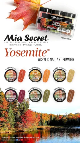 Miniatura 3 de Mia Secret Acryli Powder Collection - Yosemite, 6 unidades - Polvos acrílicos de inmersión - Colores otoño/otoño para uñas acrílicas - Kit de 6