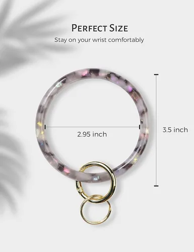 Miniatura 3 de Heesch Brazalete llavero pulsera llavero pulsera para mujer, llavero círculo de acetato para muñeca
