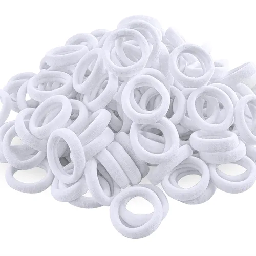 Miniatura 10 de QRTVI 120 Piezas Ligas para el Cabello de Bebé, Ligas de Cabello de Algodón para Niñas Pequeñas y Niños, Bandas para el Cabello Pequeñas Multicolor